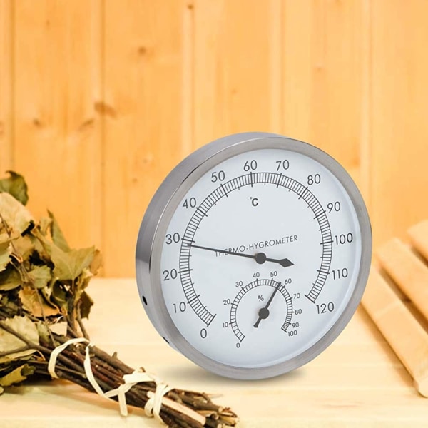 2-i-1 rustfrit stål dampbad Sauna termometer Hygrometer Termo-hygrometer Indendørs rumtilbehør
