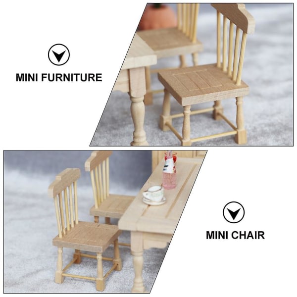 pcs Ornament Børn Mini Træ Stol Møbler Model Mini Hus Stol Model Træ Stol Miniature Møbler（5.2X8.2CM)