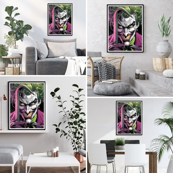 Joker Diamantmålningssats för vuxna och barn 30x40cm, DIY Skurk