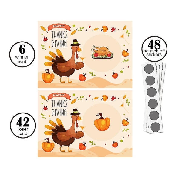 Thanksgiving Party Scratch Off Game Tyrkia-kort Feriefestlige utlodningbilletter