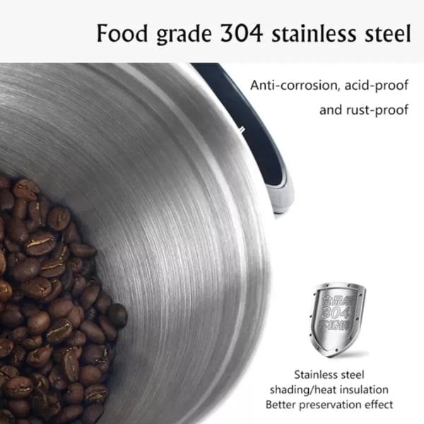 Kaffebeholder Lufttæt Beholder Rustfrit Stål Opbevaringsbeholder til Kaffe Bønner 1,5 L med Ske og Udluftningsventil til Kaffe Te, Sort