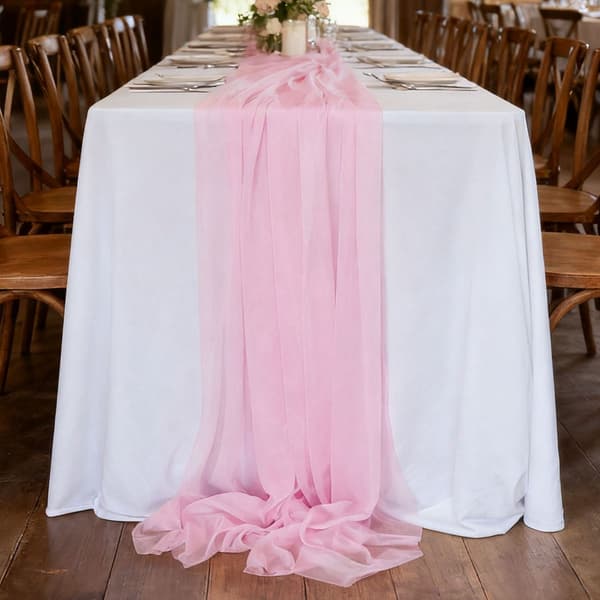 Hvid polyester bordløber 75x300 cm - Rektangulær dug til fest, bryllup, ferie og hverdagsmiddagsindretning Wit 75 cm x 300 cm