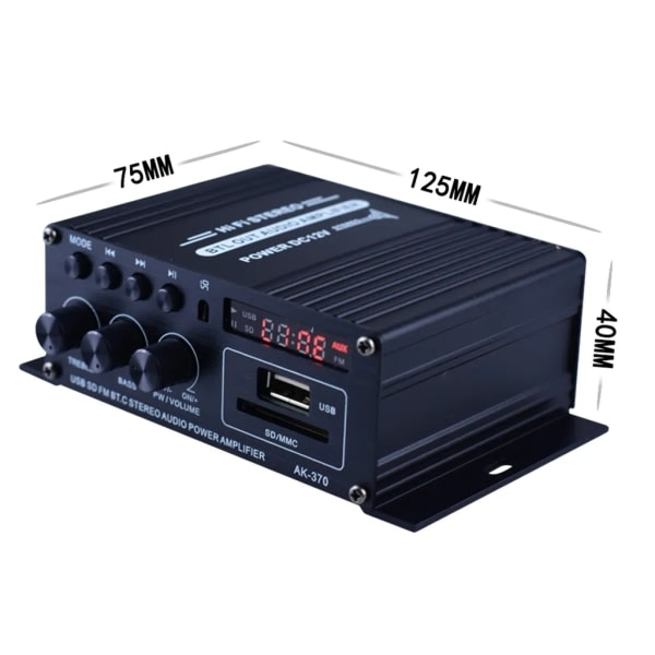 AK370 Mini Audio Power Amplifier Bærbar højttalerforstærker til bil og hjem