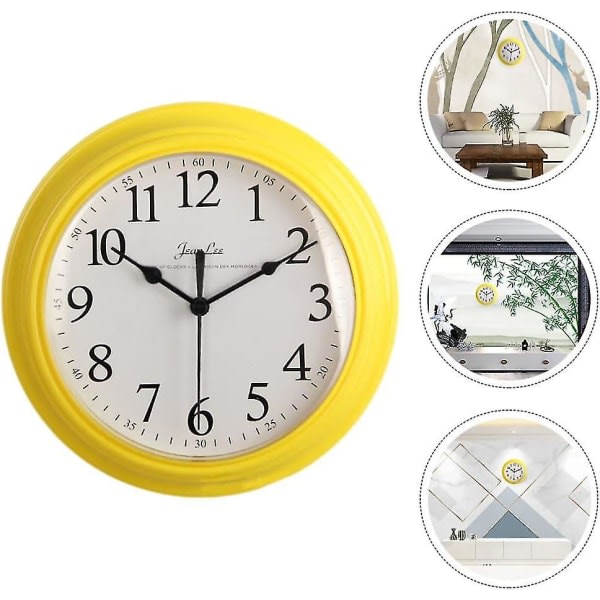 Silent Wall Clock - Rund gul veggklokke Ikke-tikkende veggklokke Batteridrevet kvartsklokke 9 tommer
