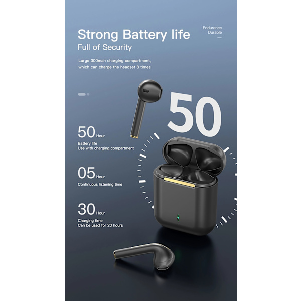 J18 TWS Bluetooth 5.0 Hörlurar Laddningsbox Trådlös