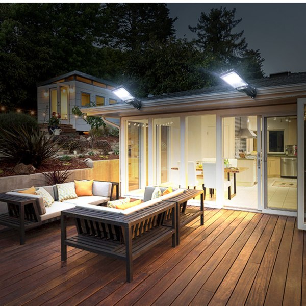 AurinkolamppuSolar-katuvalot ulkokäyttöön, 3 valotilan vedenpitävä liiketunnistin turvavalaistus puutarhaan