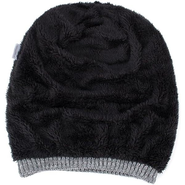 Vintermössa Herrar Varm Stickad Lång Slouch Skull Cap Termisk med Mjuk (Burgundy)