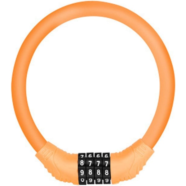 Ciffer nulstillelig kabelkode cykellås, mini bærbar cykellås, nulstillelig cykellås, vejrbestandig anti-tyveri cykellås (orange)