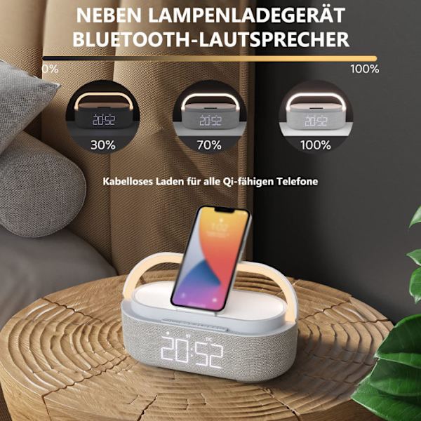 Radiovækkeur Digital med Trådløs Oplader Smart Vækkeur