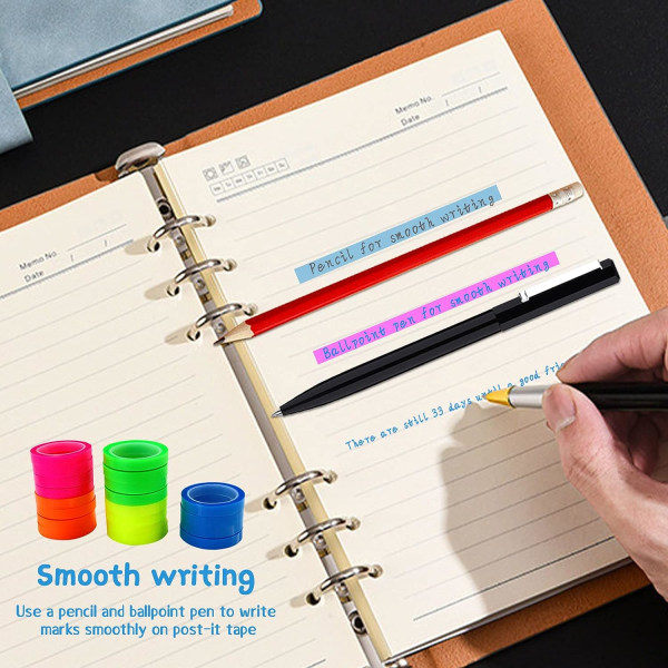 CDQ 20 Rullar Transparent Skrivbar Overlay Tejp Sticky Notes 5 Ljusa Färger Bokflikar 0,6 cm × 5 m