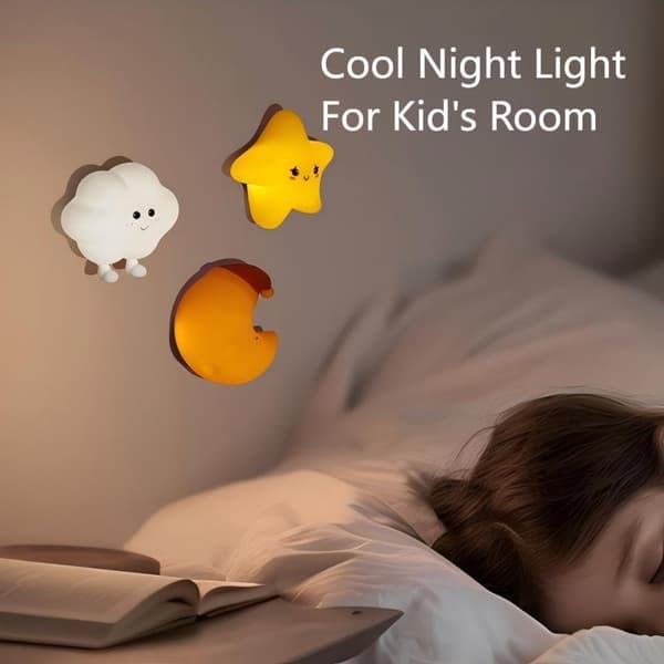 Cute Rechargeable Silicone Night Light for Kids Room, Dimmable Nursery Decor (Cloud)
