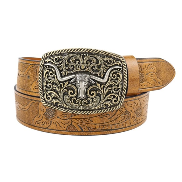 Western Cowboy Belt Buckle Belt BRUN 125CM brun brown 125 cm