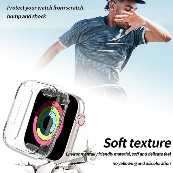 2 stk Apple Watch Case Tpu skjermbeskytter Gjennomsiktig farge Transparent color 45mm