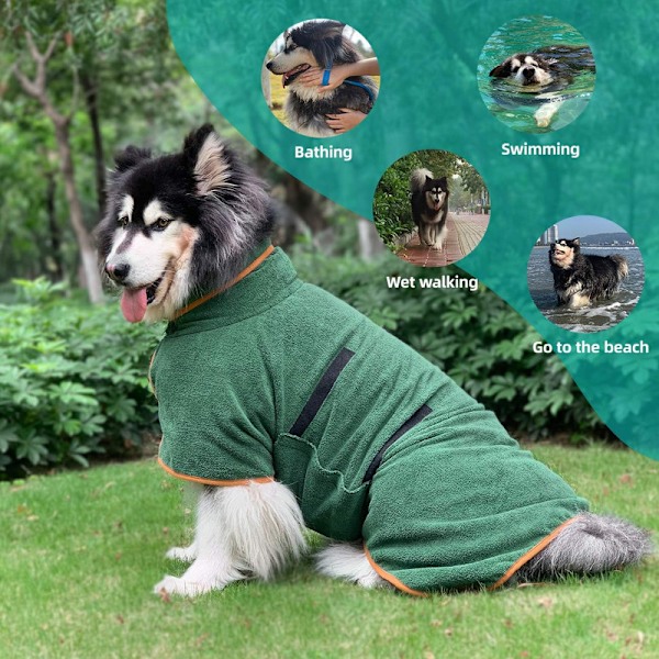 Hundtorkrock Badrock Handduk, Mikrofibermaterial Snabbtorkande Superabsorberande Hundbadrock Grå Grey S