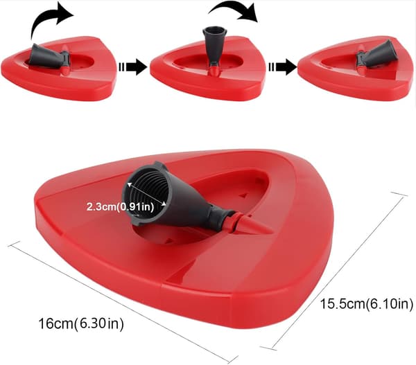 Rød Spin Mop Hodebase med Håndtak for Vileda Turbo Spin 2i1 3i1 Mopper Påfyll Trekantet Spin Base for Turbo Smart EasyWring og Rengjøring