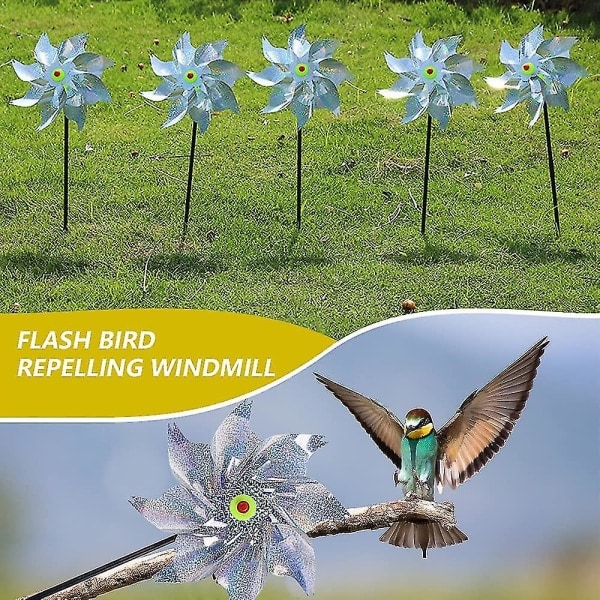 Pack Pinwheel Bird Repellent, vindmøllereflektor, laserreflekterende vindmølle fugleavskrekkende