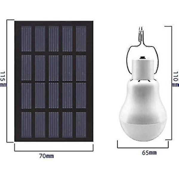 Solcelledrevet LED-pære bærbar USB-ladet lanternelampe spotlight innendørs kontor kjøkkenlesing med solcellepanel