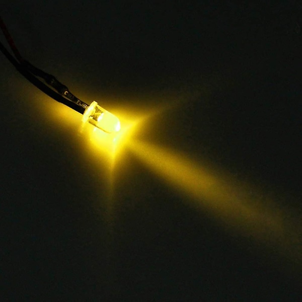 20 x 3mm LEDiä 20cm kaapelilla DC 12V LED valmiit asennusrenkaat muovia (lämmin valkoinen) (santanxing) yellow