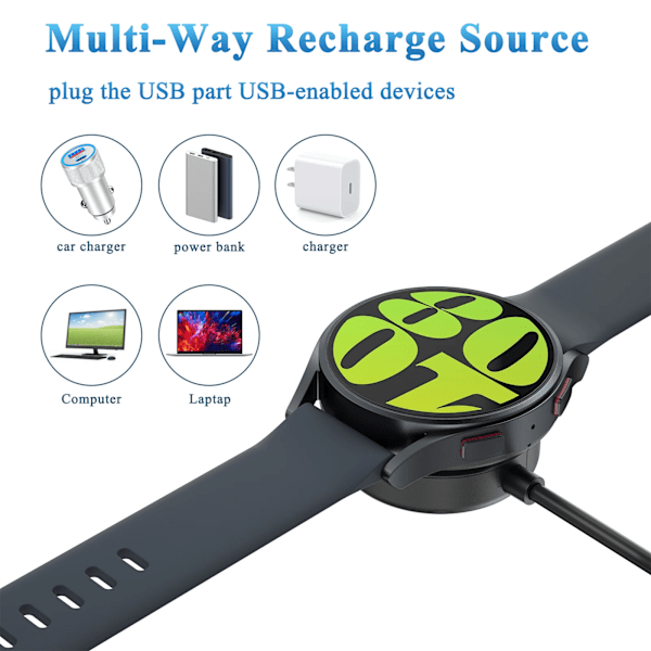 Oplader til Samsung Galaxy Watch 6/5/4 40/44mm 3 41/45mm 5pro 45mm Opladningsdock til Galaxy Watch 4 6 Classic 42/46mm 43/47mm 100 cm