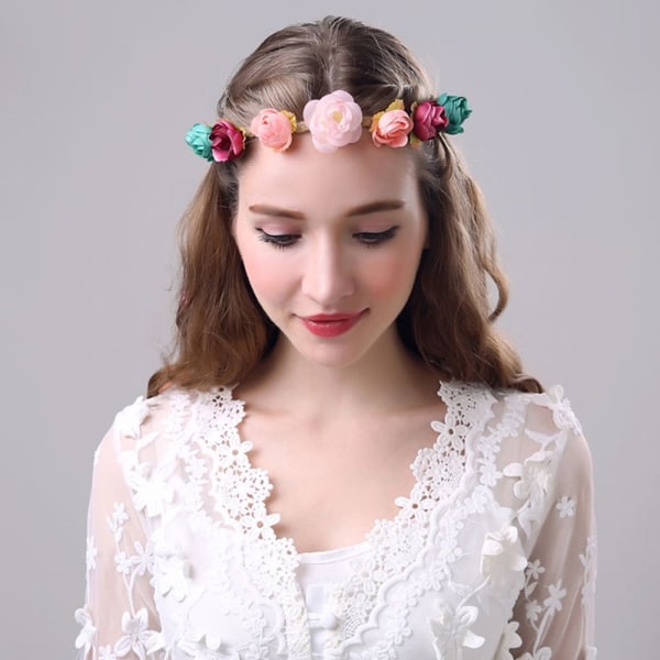 1 stk kvinner jente hår krone krans kunstig blomst pannebånd
