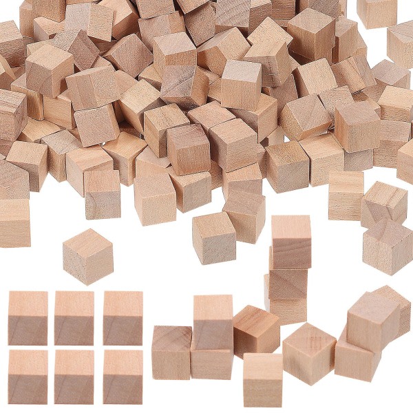 400 stk Træblokke Ufærdige træterninger Firkantede blokke Pædagogiske håndværksterninger