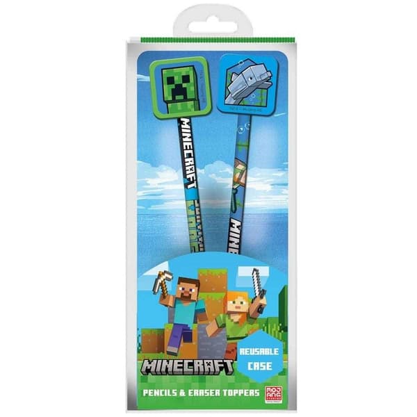 Minecraft Icon Pencil and Topper (2-pack) One Size Blue/Green Blue/Gr Blue/Green One Size