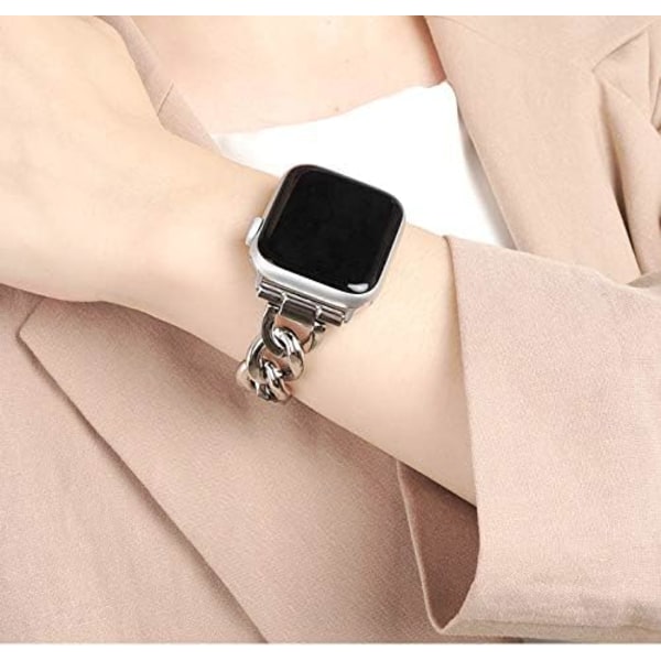 38/40/41 mm 42/44/45 mm Dam Guld Klassisk Kedja Smartwatch Armband Kompatibelt för Apple Watch Series Armband 9/8/7/SE/6/5 Elegant Ersättningsarmband SILVER 38/40/41MM SILVER