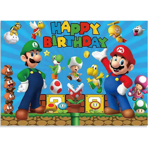 Dreng Super Mario Baggrund 5x3 fod Børnefødselsdagsbanner til Mario Fødselsdagsfestpynt Baby Shower Tilbehør
