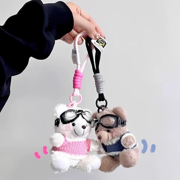 1 st Cartoon Brown Bear Doll Plush Keychain Bag Pendant DIY Accessories A2