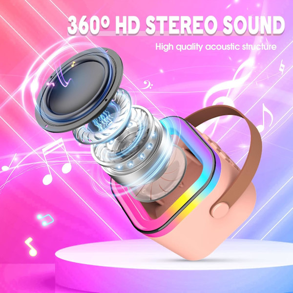 Karaokemaskin med 2 mikrofoner, för flickor 3-15 år, leksaker, mikrofonleksaker för flickor, födelsedagspresenter pink