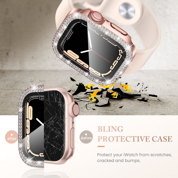 4-pack för Apple Watch Series 7 & 8 41 mm skärmskydd Bling- case 4-pack 1 4-Pack 1 41mm