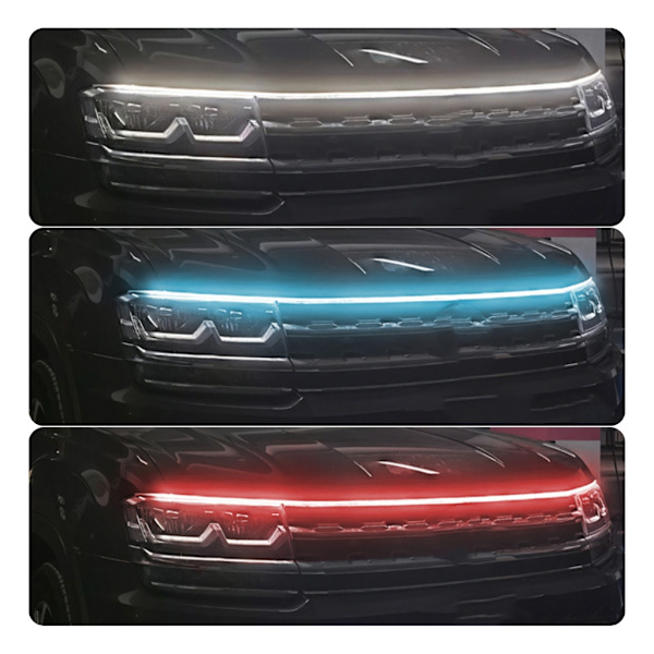 Bilstripelys for panser, dynamiske LED-lys for bil, utvendige fleksible lysstriper for dekorative LED-striper for dagslys White 2.2 meters