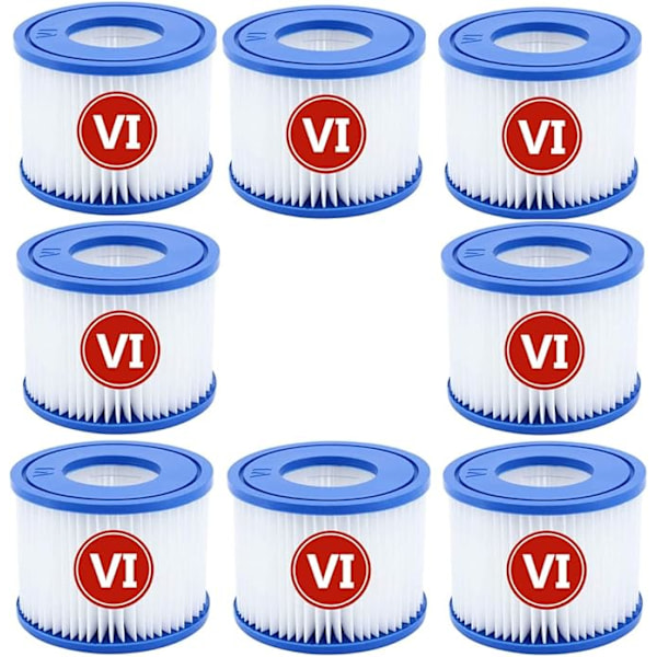 Type VI boblebadfilterelement for Lay-Z-Spa, Coleman SaluSpa 90352E, 58323E, 58323 basseng- og spafilter 8 pcs