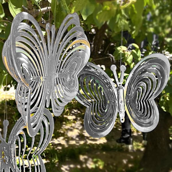 Roterende og Reflekterende Vindspil - Sommerfugl Silver silver