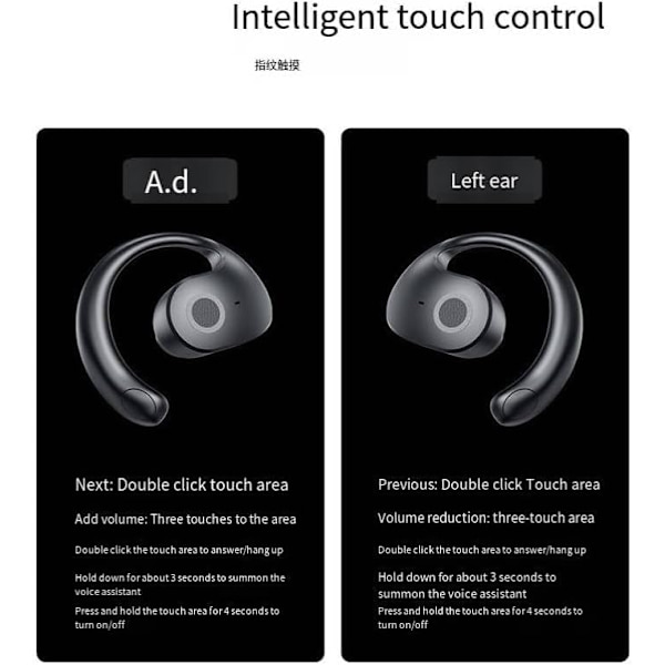 Caduola 2024 Ny Opgraderet Åben 3D Stereo Øre-krog Bluetooth Lille Kokosnød Bold Bluetooth Headset (sort) black