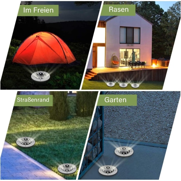 Solcellelamper for utendørs, 8 LED solcelle gulvlampe, utendørs hagelampe