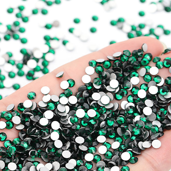 Krystalglas Hotfix Strass, til Kunsthåndværk Tøj Kostumer Sko Smykker, Runde Glas Perler dark green