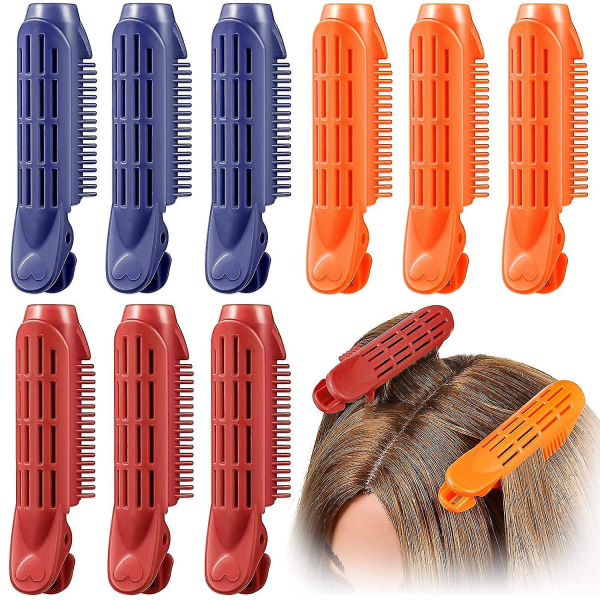 9 stk hårrotklips, volumgivende selvgrepsvolum hårkrøller（mørkeblå, lyseblå, rød）