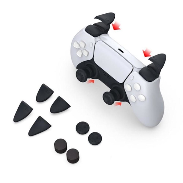 DOBE Playstation 5 / PS5 Liipaisinnappi + Rocker Cap -peukalo-ote, musta Black Black