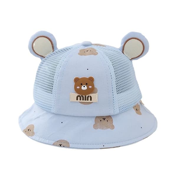 Koreansk stil børne bjørnefiskerhat, forår og sommer off white 48cm