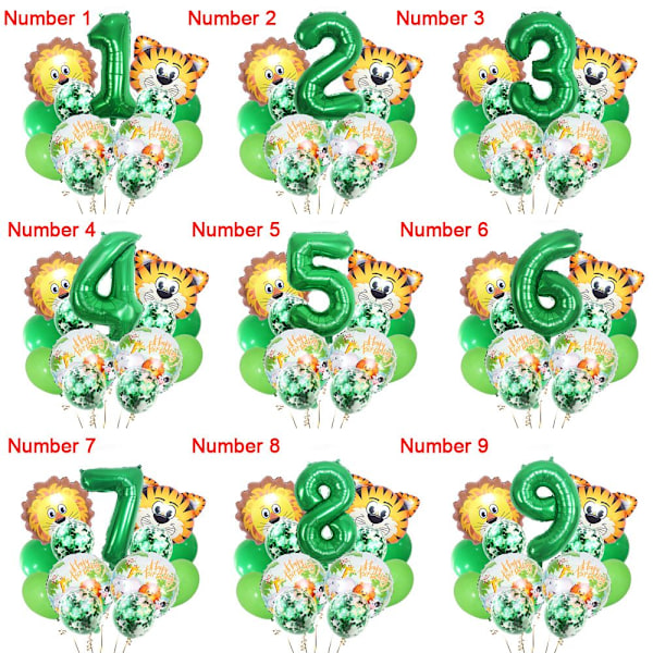 14 st Djungeldjur Lejon Ballonger Set Number 3