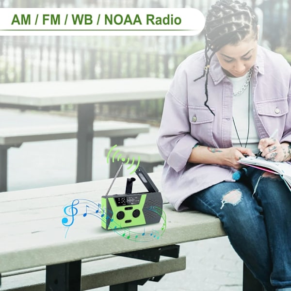 Veivradio Solradio AM FM Veivradio Verdensmottaker Nødradio USB Bærbar Radio
