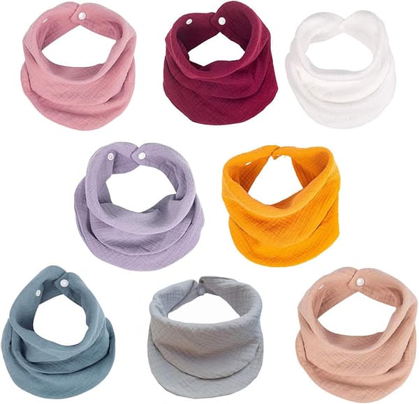 8-pack baby bandana bibs, multifunctional scarf bibs soft and absorbent
