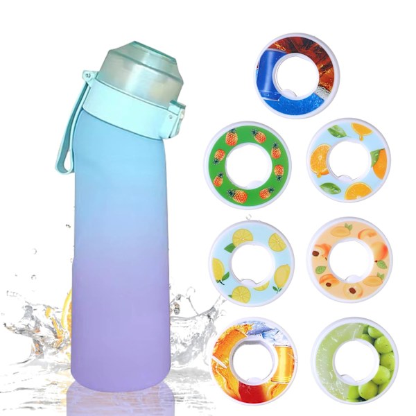 Air Vattenflaska Smak Pods Pack Med 7 Smak Pods Och Borste, 650ml Frukt Doftande Doftande Vattenkopp BPA Fri 0% Socker För Fitness Och Utomhus