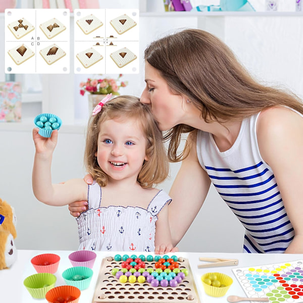 Montessori legetøj, sorteringsspil, klipppärler brætspil, puslespil pædagogisk legetøj børnelegetøj fra 3 år, børns hænder øjne hjerne træning