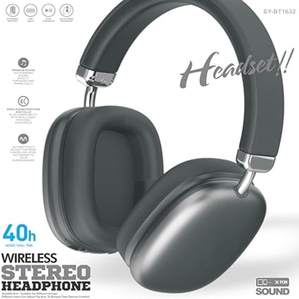 SY-BT1632 Langattomat Bluetooth-kuulokkeet HiFi-ääni Pelikuulokkeet Urheilukuulokkeet Erittäin pitkä valmiusaika Handsfree-nappikuulokkeet (musta) Z-FD-RC-628 black