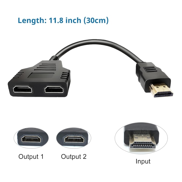 HDMI-jakaja-sovitinkaapeli HDMI 1 sisään 2 ulos