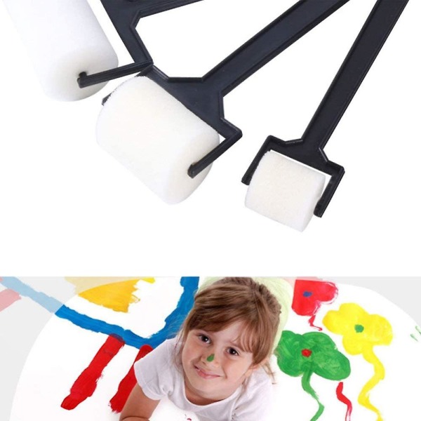 12 kpl Paint Foam Roller Harja Lasten Tee-se-itse-maalaussieni Kid Art askartelumaalaustyökalurullat