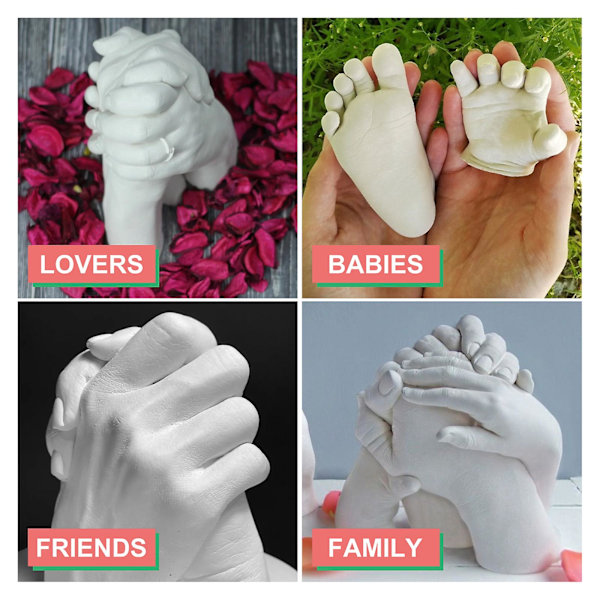 HKK 3D Håndaftryksstøbeform Hukommelse Gips Statue Klone Pulver Sæt