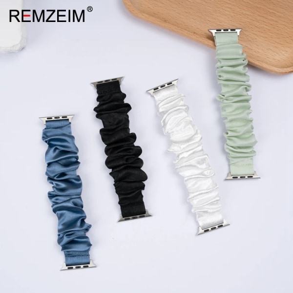 Elastisk Scrunchie-rem for Apple Watch-rem 44mm 40mm 42mm 41mm 38mm 45mm 49mm Ultra Armbånd IWatch Kvinner 8 7 6 5 4 SE Hvit White 38mm 40mm 41mm